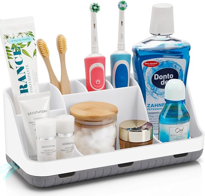 GFWARE Toothbrush Holders for Bathrooms Countertop Organizer - Kids Electric Toothbrush and Toothpaste Holder Detachable 7...