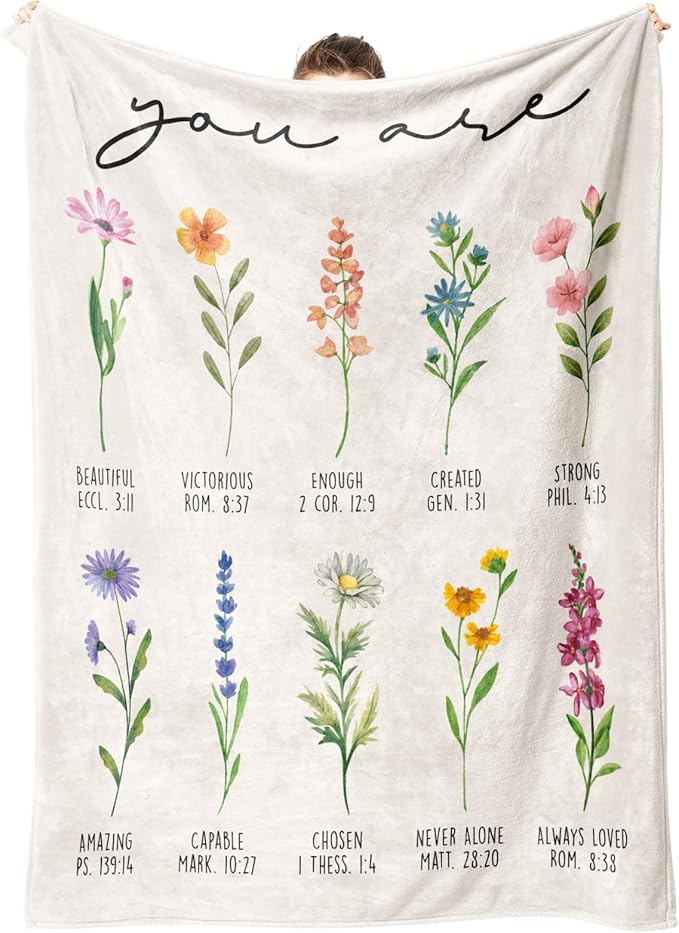 Afterprints Christian Gifts for Women, Christian Blanket with Flowers, Birthday Gifts for Women, Christmas, Inspirational,...