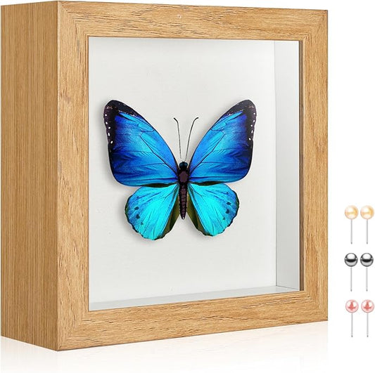 MUXIUNT 5x5 Shadow Box Picture Frame Display Case with Soft Linen Back-Thickened Panel,Small Mini Brown Deep Shadow Memory...