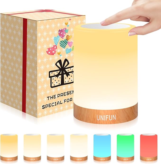 UNIFUN Table Lamp, Touch Sensor Bedside Lamps, Dimmable Warm White & Color Changing RGB Light for Bedroom,Living Room Gift...