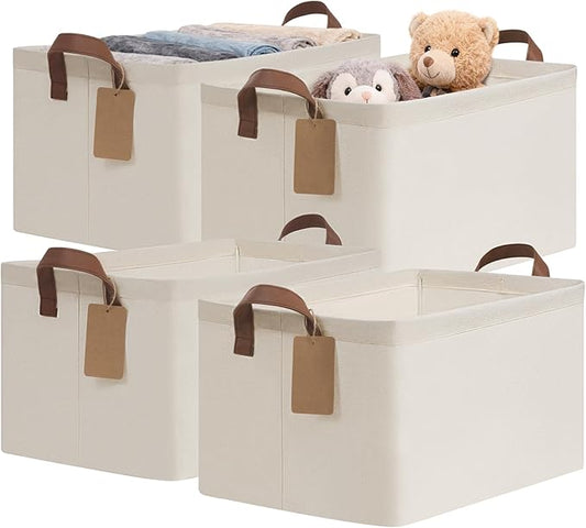 CHICVITA 4 Pack Large Storage Baskets for Shelves, Collapsible Closet Organizer Bins with Metal Frame, Fabric Storage Bins...