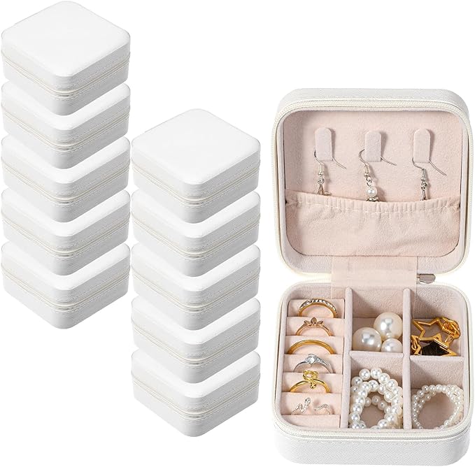 Kifmurase 10Pcs Travel Jewelry Case, Bridesmaid Gifts Box, Small PU Leather Earring Organizer, Jewelry Travel Organizer, M...