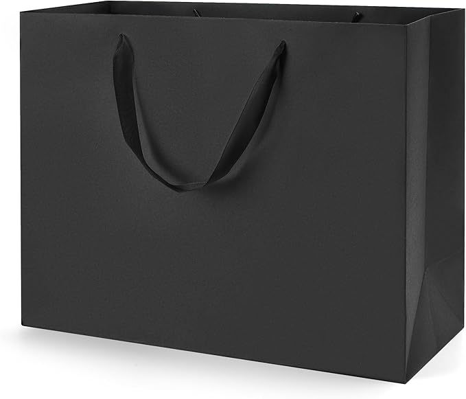 MOXARYSU Extra Large Black Gift Bags: 16x6x12 Inch 3pcs Black Paper Bags With Handles Bulk For Party Shopping Birthday Wed...