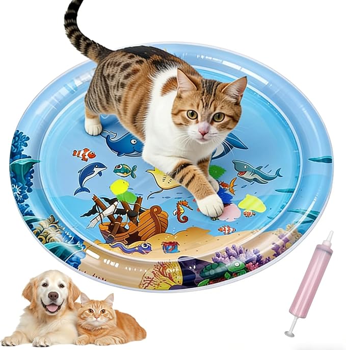 Water Sensory Play Mat for Cat Dog, 2026 Inflatable Pet Cooling Water Pad, Summer Water-Fillable Sensory Mat, Upgraded wit...