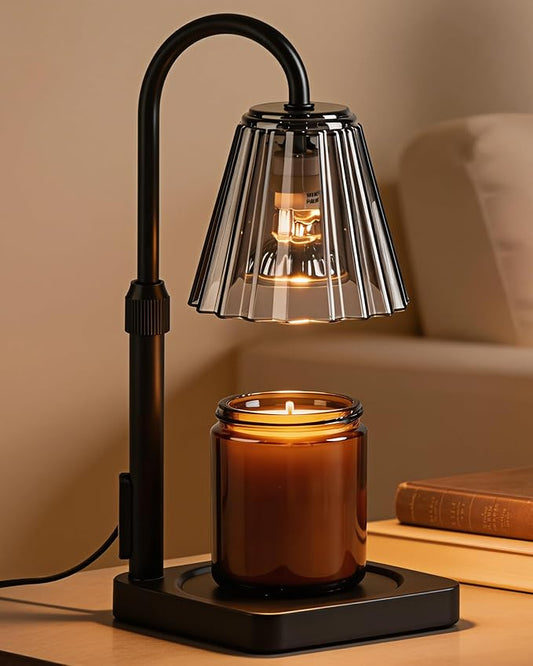 Fubink Candle Warmer Lamp with Timer & Dimmer, Shatterproof PC Shade, Adjustable Height for Jar Candles up to 5.3" Tall, M...