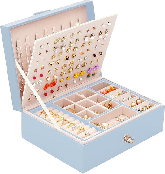 QBestry Girls Jewelry Box Earring Holder Organizer for Girls Jewelry Organizer Box Stud Earrings Organizer for Girls Women...