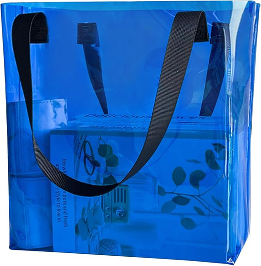 TotePrint Beach Bag Waterproof Clear Tote Bag12.2"x11.81"x4.33" Sandproof with Handles, Heavy Duty PVC for Pool & Travel