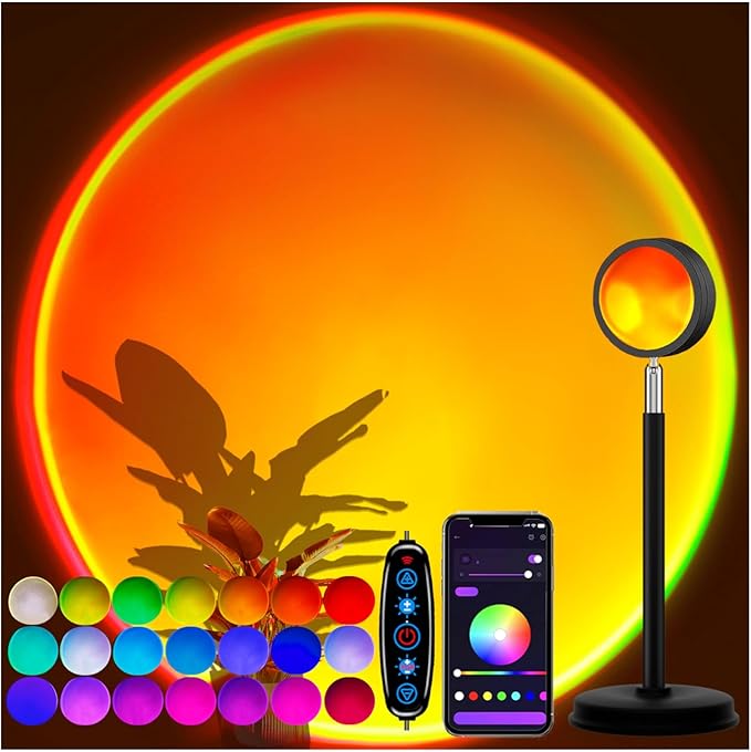 Molemyn Sunset Lamp Projector with APP Control - 21 Color Changing LED Sunset Light, 180° Adjustable for Photography, Bedr...