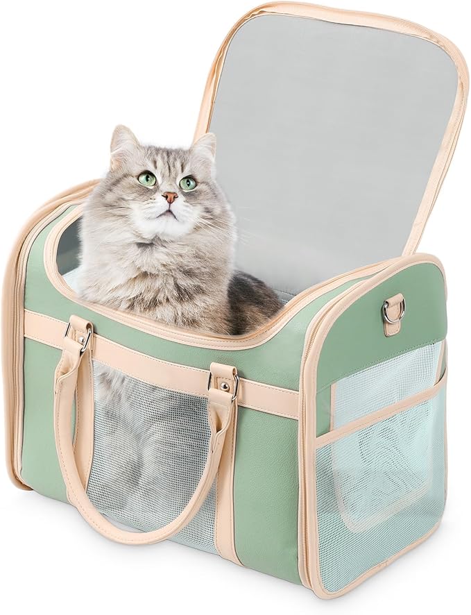 Lilliella Pet Carrier Backpack, Airline Approved TSA, Waterproof PU Foldable, 360° Ventilated, Light‑Blocking, Washable Tr...