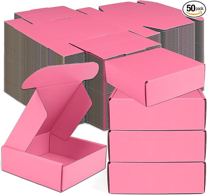 Small Shipping Boxes, 50 Pack Cardboard Box Corrugated Mailer Boxes Small Corrugated Boxes For Shipping Packaging Craft Gi...