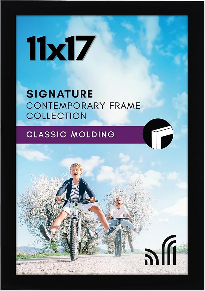 Americanflat 11x17 Picture Frame with Shatter-Resistant Glass - Signature Collection - Gallery-Style Frames Made of Engine...