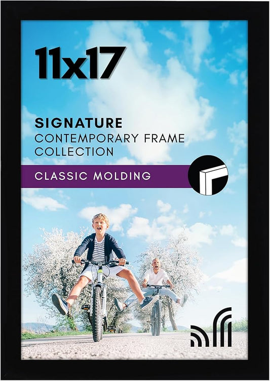Americanflat 11x17 Picture Frame with Shatter-Resistant Glass - Signature Collection - Gallery-Style Frames Made of Engine...