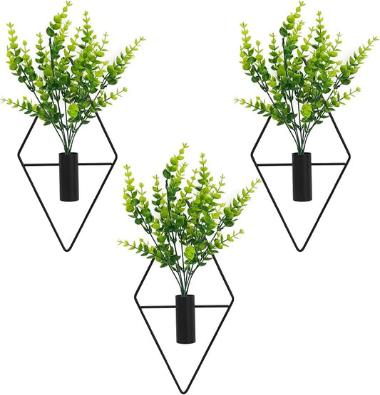 Neiteli 3 Pcs Wall Plants Artificial Decor,Boho Wall Decor,Home Office Living Room Wall Decor(Eucalyptus)