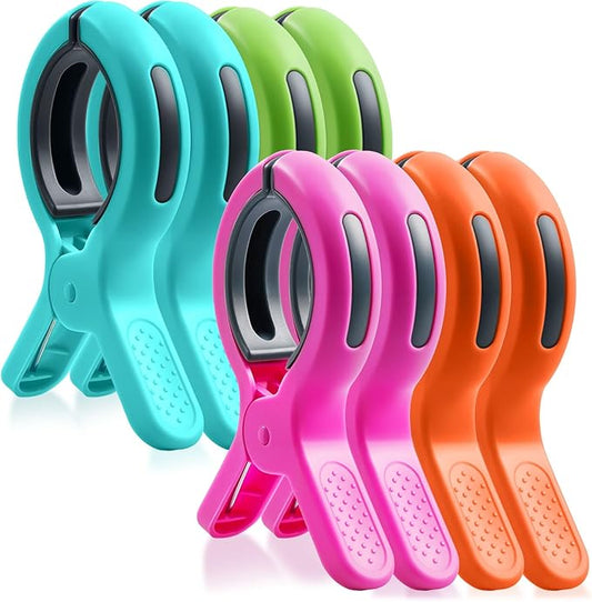 HiGift Beach Towel Clips for Beach Chairs, Towel Holder for Pool Lounge Chair Cruise Essentials, 8 Pack Jumbo Size Clothes...