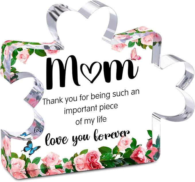Mothers Day Mom Gifts for Mom Grandma Wife from Husband Daughter Son -Cute Engraved Acrylic Block Puzzle Piece - Mother's,...