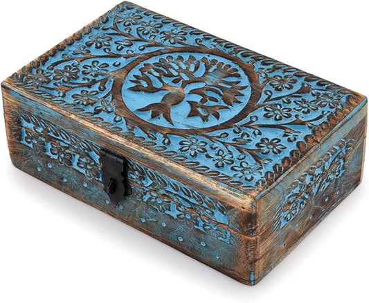 BHAVATU |Wooden Jewelry Box, Tarot Box, Celestial Home Decor, Witch Box, Tree of Life, Trinket Box |Size- 8" x 5" x 2.5",|...