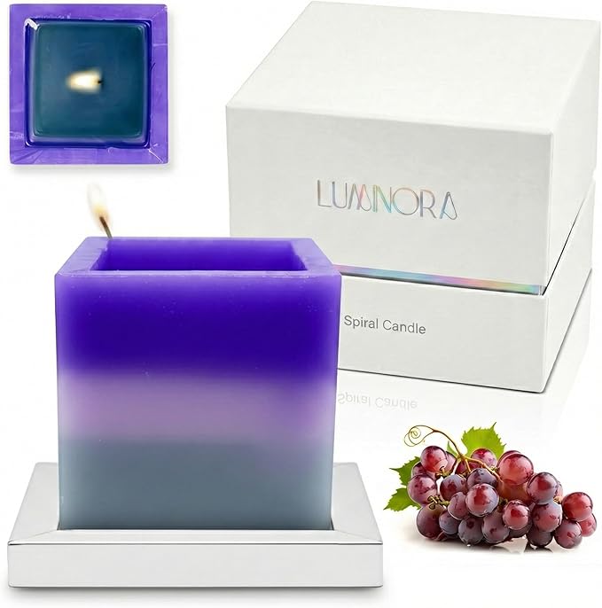 Square Spiral Light Candle - Unique Spiral Wick Candle Innovative Hollow Design - Decorative Candles for Home Decor - Cool...
