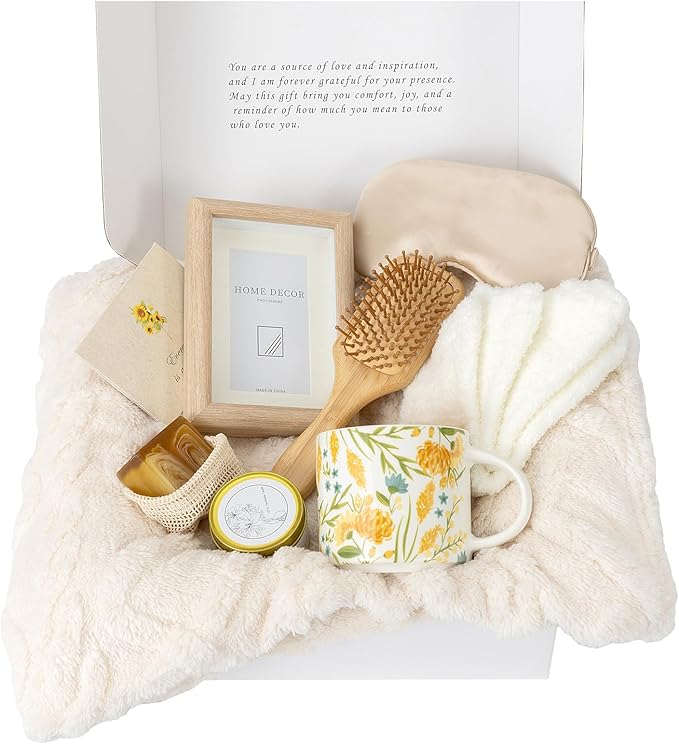 Foldifyzen Birthday gifts for women, Get well soon gift baskets,care package with sunflower coffee mug,sunflower pattern g...