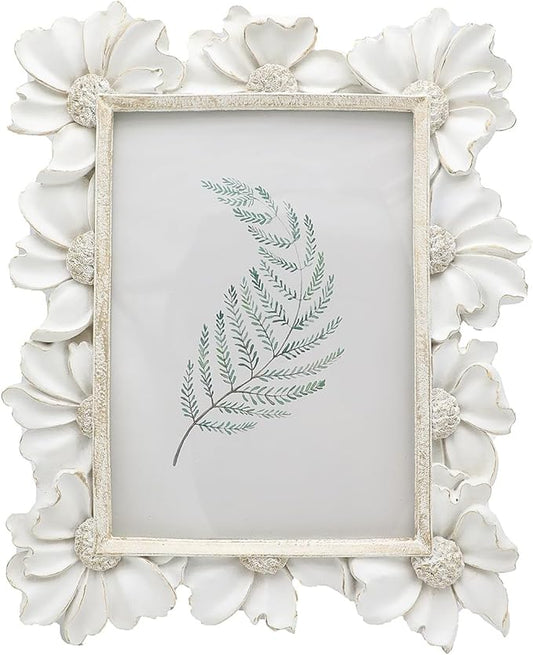 YULINK 5x7 Vintage Picture Frame, Antique White Ornate Photo Frame, for Tabletop and Wall Display, Decorative Floral Desig...