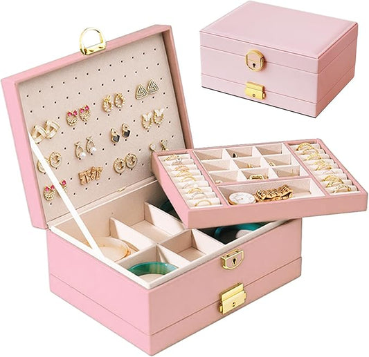 Yoobao Jewelry Box for Women, 3 Layer with Double Lock, Removable Tray, Jewelry Holder Organizers for Earrings Necklaces R...