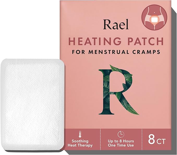 Rael Herbal Heating Patches - Period Cramps, Ultra Thin Design, On The Go Size (8 Count)