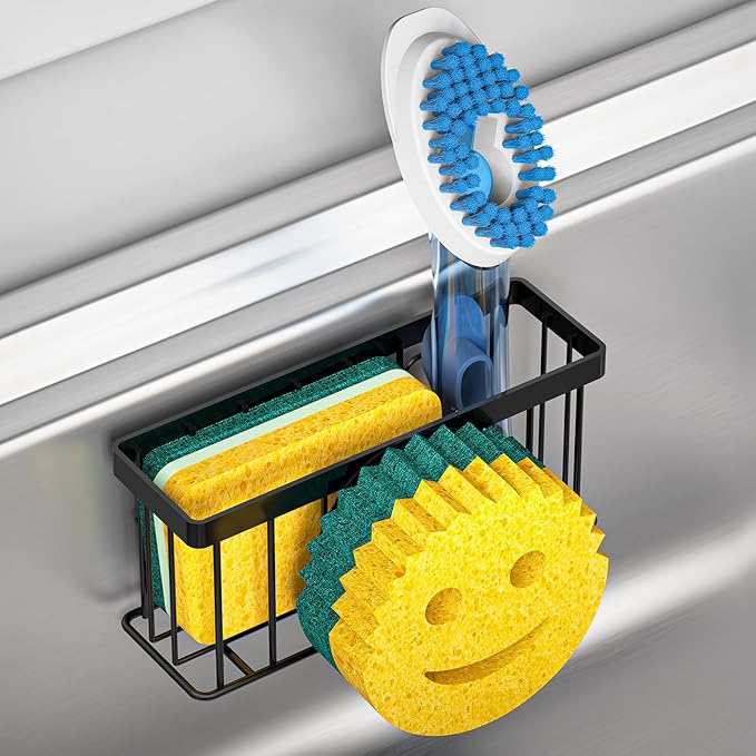 MURLONG Sponge Holder Smiley Face, Sink Caddy for kitchen Sink, Kitchen Organizer Sponge Holder with 2 PCS Suction Cups/1 ...