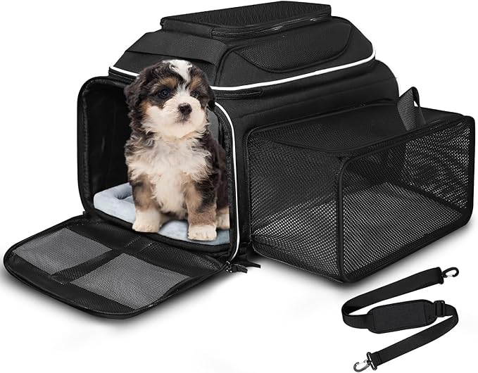 Petskd Top and Side Expandable Pet Carrier 18x11x11 Inches Delta United Airline Approved, Soft-Sided Carrier for Small Cat...