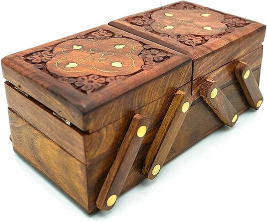 ZYNTIX Wooden Jewelry Organizer - 3 in 1 Jewelry Box with Multiple Compartments for Rings, Necklaces, Earrings - Elegant D...