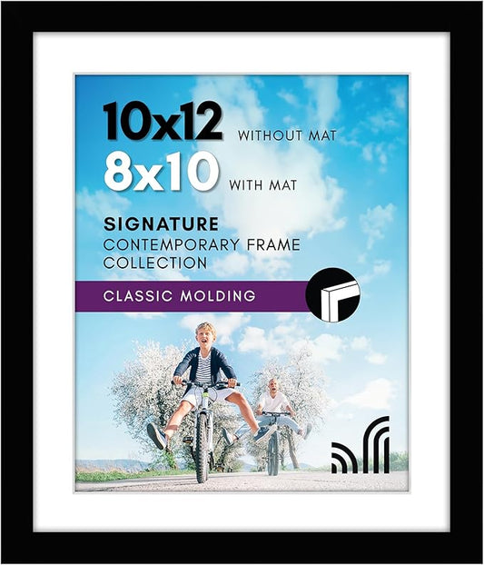 Americanflat 10x12 Picture Frame with Shatter-Resistant Glass - Use as 8x10 Frame with Mat or Display 10x12 Photo Without ...