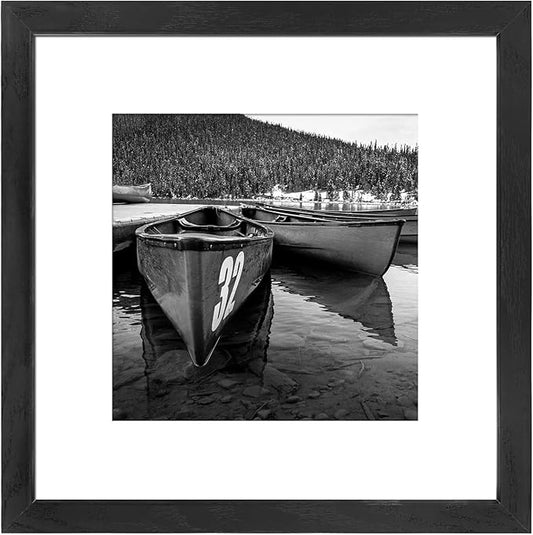 Soonrada 12x12 Picture Frame Matted to Fit Photos 8x8 or 12 x 12 Pictures Without Mat, 12 by 12 Square Solid Wood Black Pi...