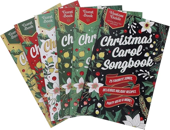 Leisure Arts Christmas Carol Songbook Set 2025 6pc – Holiday Collection with Hostess Guide, Recipes & Guest Books – Keepsa...