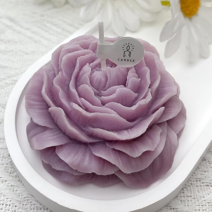 Mewealth Peony Candles Gifts for Women, Soy Wax Aromatherapy Candle, Room Decor Cute Flower Shaped Scented Candles, Aesthe...