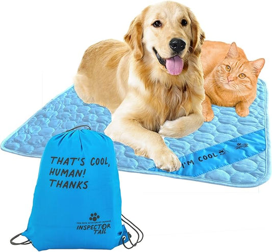 INSPECTOR TAIL Self Cooling Mat for Dog + Free String Bag/Washable & Portable Pet Soft Pad for Indoor or Outdoor/Perfect a...
