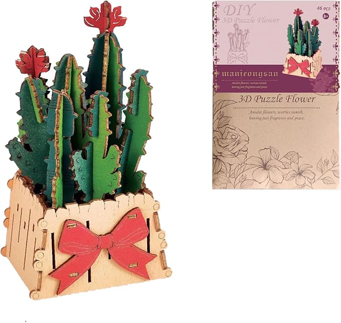 3D Flower Wooden Puzzles for Adults DIY Wooden Flowers Model Kit Building Set Crafts for Adults to Build, Botanical Collec...