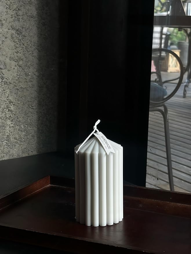 Hyznengu Ribbed Peak Pillar Candle- Large Handmade Scented Soy Wax Candle with Elegant Bubble Aesthetic， Housewarming Gif...