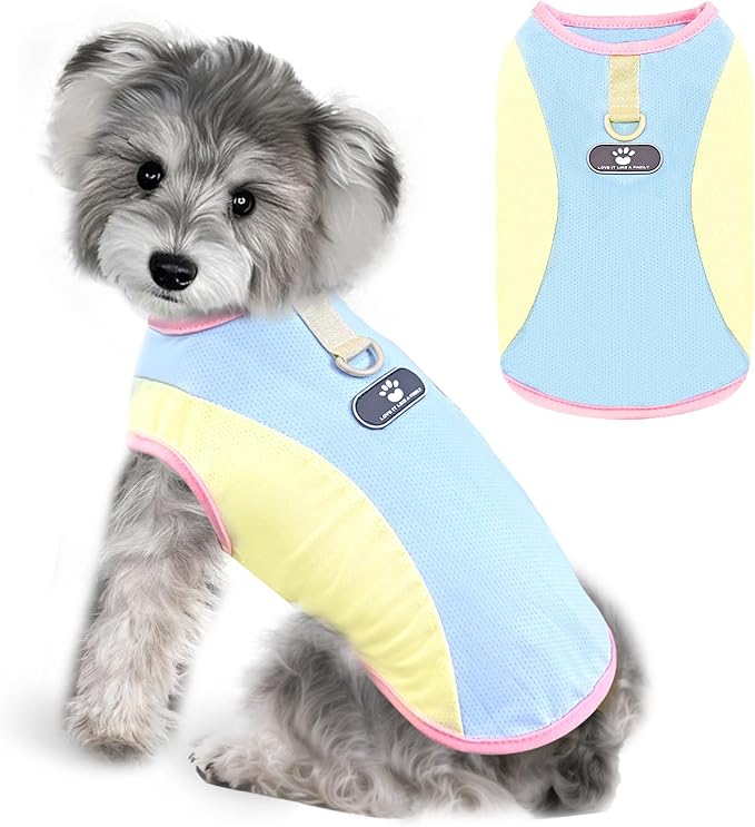 AXIIJGL Dog Cooling Vest with D-Ring Dog Tshirt Sun Protection Small Puppy Clothes for Girls Boys Stretchy Shirts for Dogs...