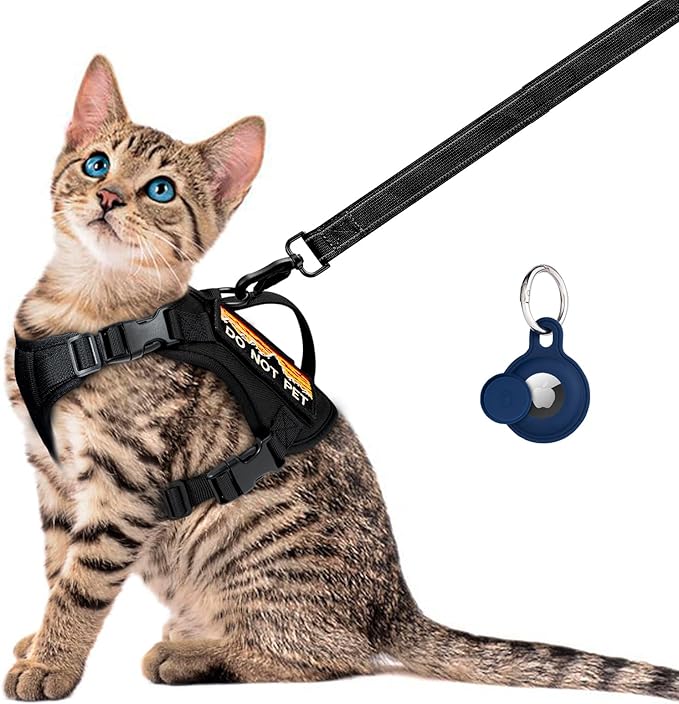 nanappice Tactical Cat Harness and Leash Set for Walking, Adjustable Escape Proof Pet Vest for Large Cat,Easy Control Brea...