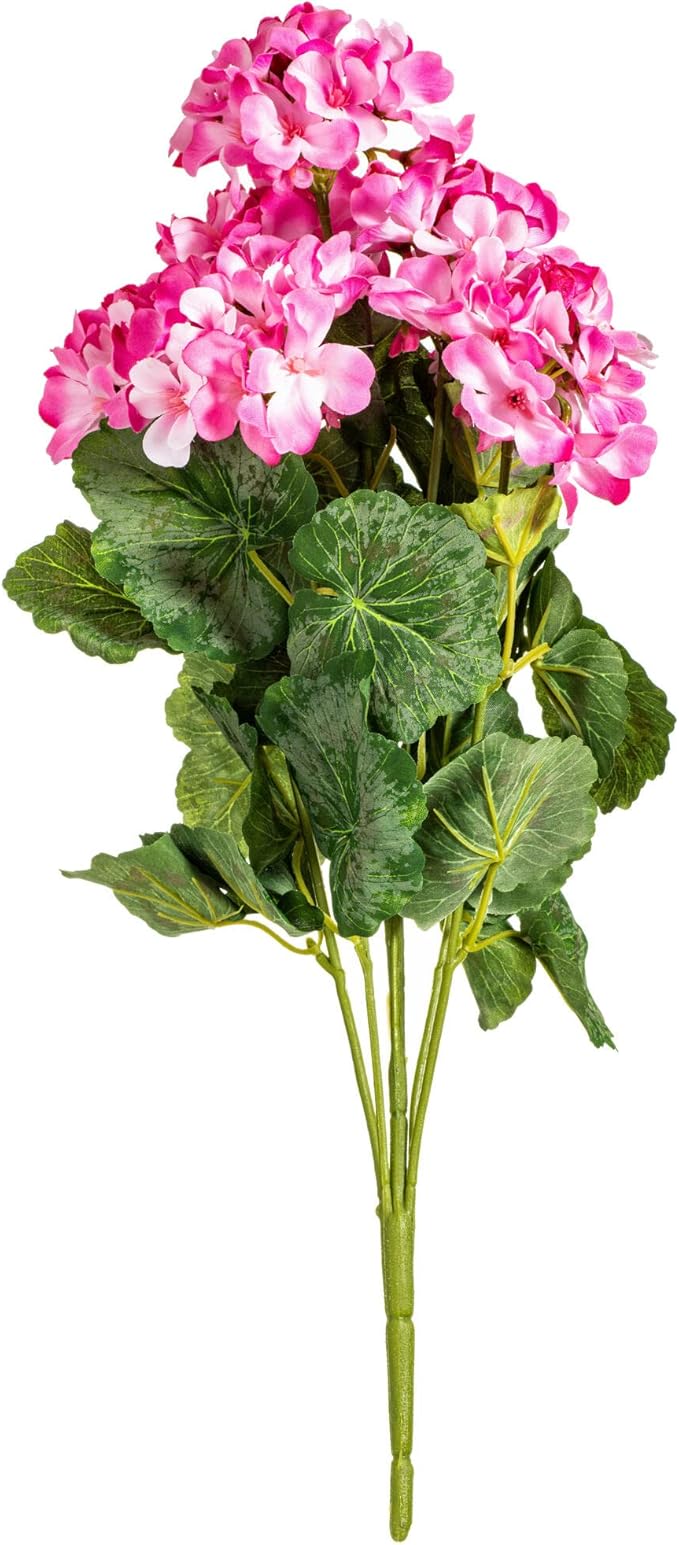 Vickerman Everyday Artificial Pink Geranium Bush 19.5" Long - Premium Faux Floral Decor for Wedding or Everyday Arrangemen...