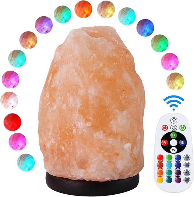 pursalt Himalayan Salt Lamp 7 Inches (5-6 Lbs) with Upgraded Remote Control, Adjustable 16 Color Changing Salt Lamp Night ...