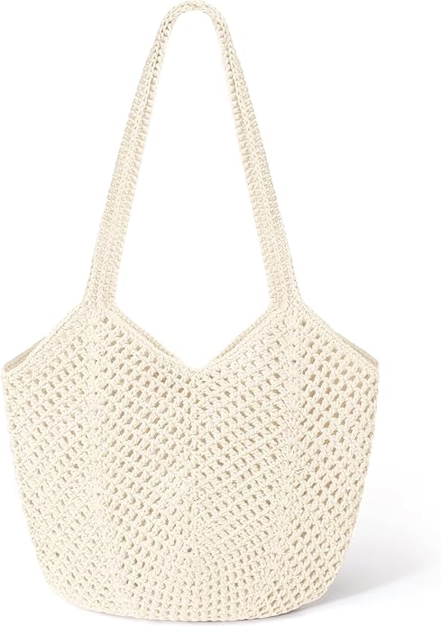 Crochet Tote Beach Bags for Women, Mesh Beach Tote Knit Bag, Summer Vacation Aesthetic Boho Hobo Shoulder Bag