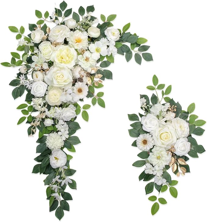 Odouzy Wedding Arch Flowers,Artificial Flower Arch Decor,2pcs Artificial Flower Arrangement for Wedding Decor Reception Ba...