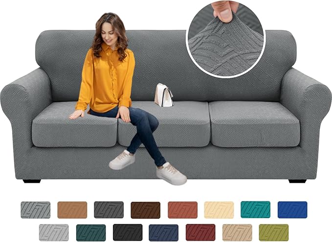 XINEAGE 2026 New 4 Pieces Couch Covers for 3 Cushion Couch Super Stretch Thick Soft Sofa Cover Anti Slip Sofa Slipcover Do...