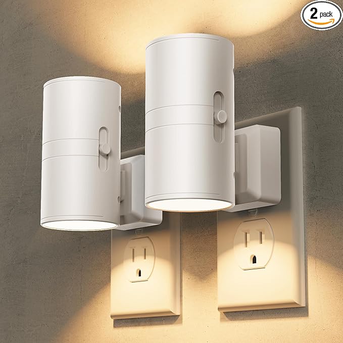 Briignite Night Lights Plug into Wall, Modern LED Night Light Plug in, Dusk to Dawn Sensor, Soft White 3000K, 0-100LM Adju...