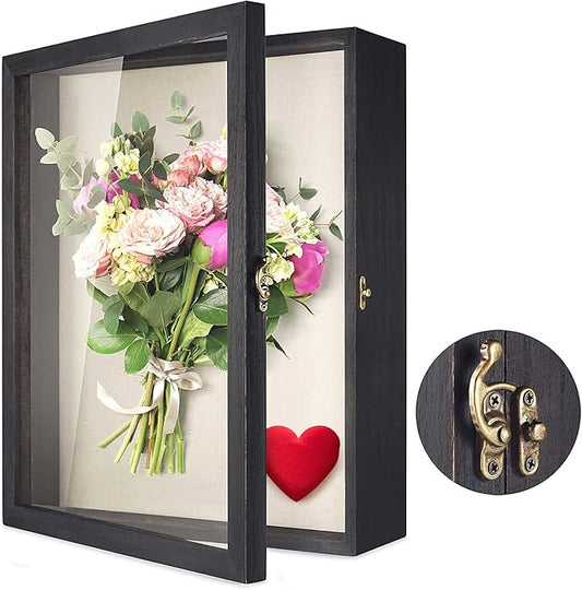TJ.MOREE Flowers Shadow Box Display Case 13 x 16 Large Shadow Box Picture Frame with Glass Wedding Bouquet Memorabilia Med...