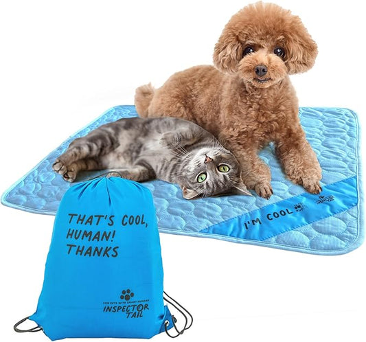 INSPECTOR TAIL Self Cooling Mat for Dog + Free String Bag/Washable & Portable Pet Soft Pad for Indoor or Outdoor/Perfect a...