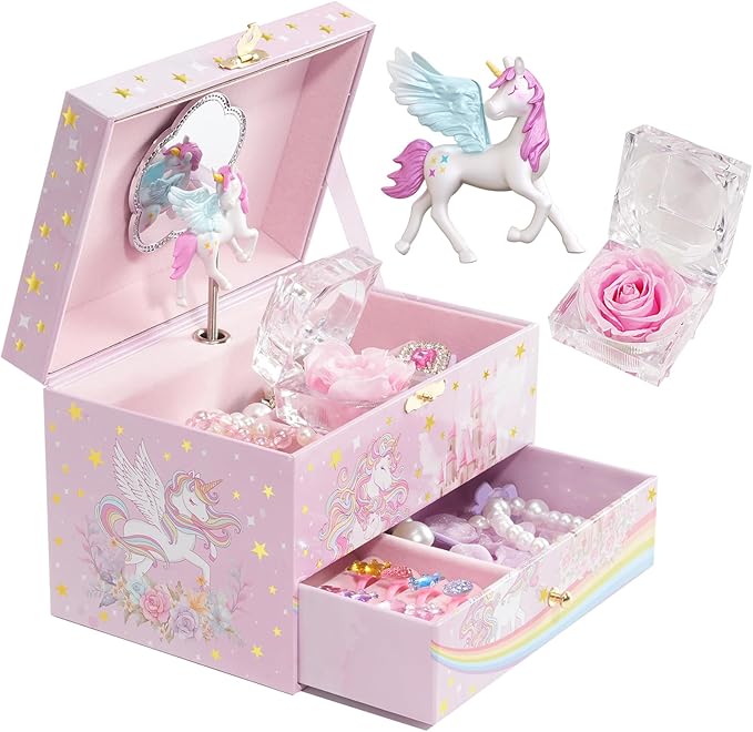 ProCase Children's Jewelry Box, Kids Jewelry Organizer with Unicorn for Little Girls, Jewelry Case Gift for Toddler Age 2 ...
