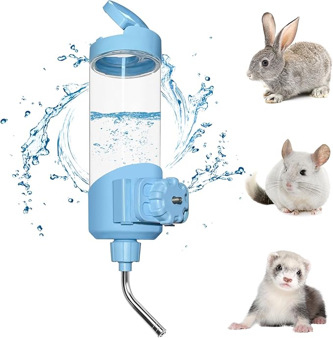 Vannon Top Fill Small Animal Water Dispenser for Cage, 23oz Auto Feeding Crate Water Bottle for Rabbit, Chinchilla, Ferre...