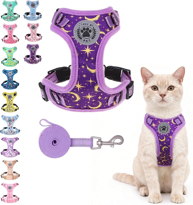 BEAUTYZOO Cat Harness, Escape Proof Cat Leash and Harness Set for Walking, Soft Breathable Vest Harness with Neck Adjustab...