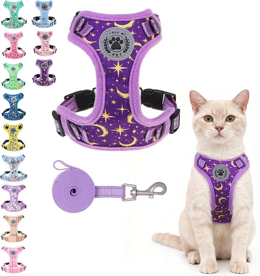 BEAUTYZOO Cat Harness, Escape Proof Cat Leash and Harness Set for Walking, Soft Breathable Vest Harness with Neck Adjustab...