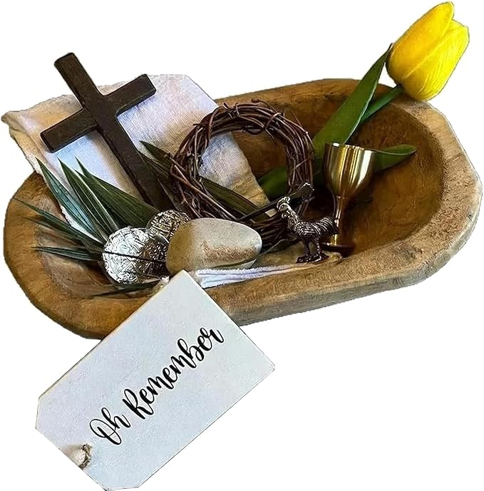 Oh Remember Kit- Easter Resurrection Keepsake Set, Christian Faith Decor with 11 Symbolic Pieces in 8 Inch Rustic Wooden B...